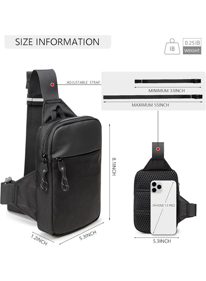 Mini Sling Bag for Men and Women, Small Crossbody Bag Trendy, Casual Waterproof Phone Chest Bag for Runner Travel, Black, Small, Sling Backpacks - Image 4